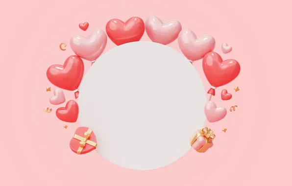 Love, rendering, holiday, heart, heart, hearts, heart, pink background