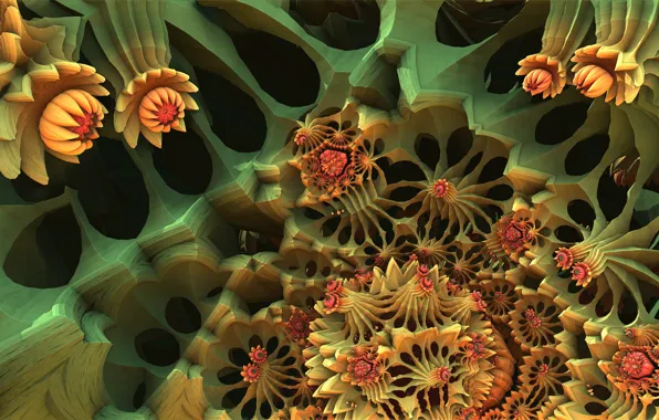 Surface, flowers, 3D graphics