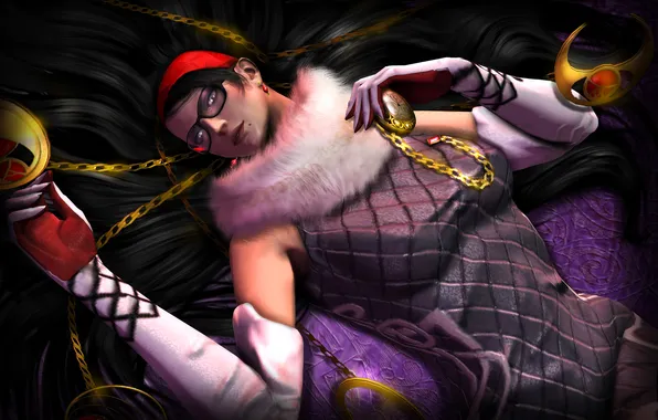 Picture girl, dress, glasses, witch, bayonetta, Platinum Games