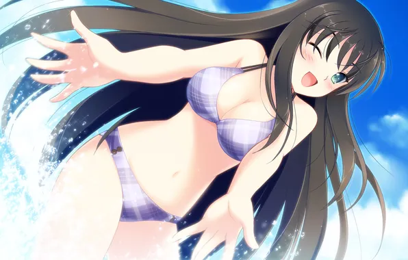 Swimsuit, water, girl, winks