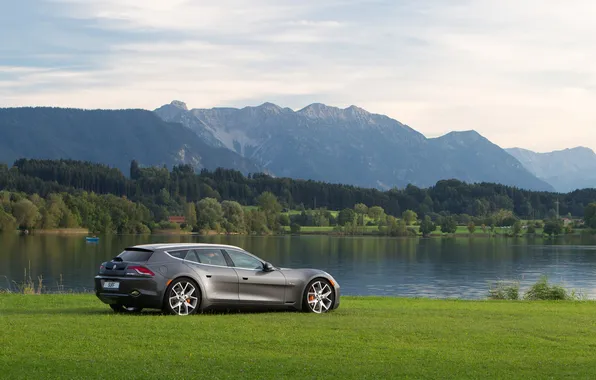 The sky, grass, mountains, nature, river, surf, fisker, 2013