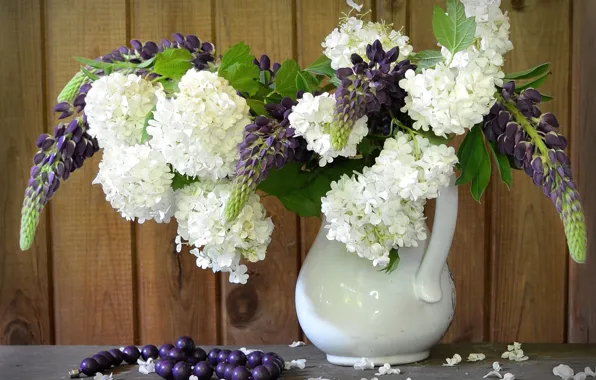 Picture bouquet, hydrangea, Lupin