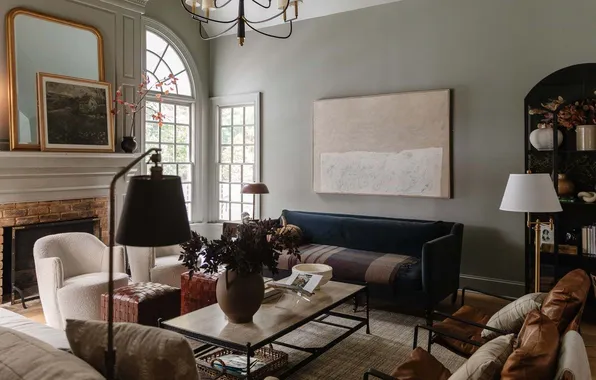 Design, style, room, Villa, interior, fireplace, living room, upholstered furniture
