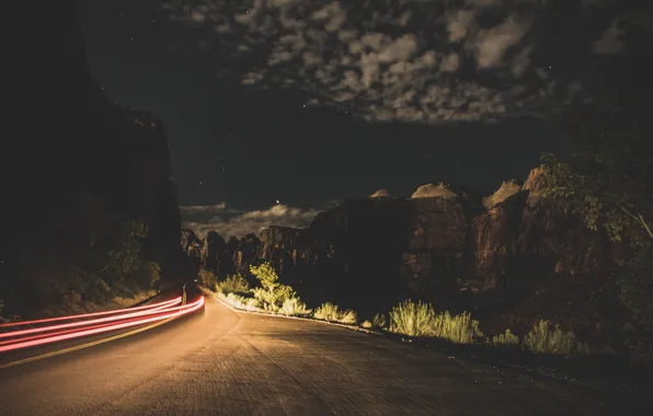 Road, stars, mountains, night, night road, long exposure, long exposure, slow shutter