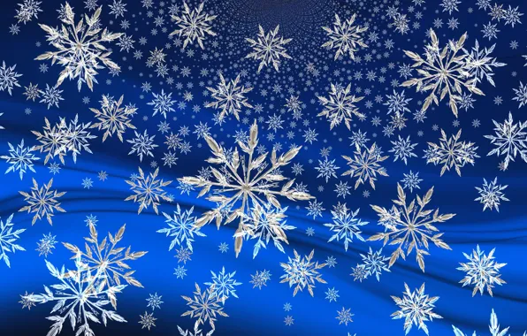 Winter, snowflakes, blue, background, New year, 2022
