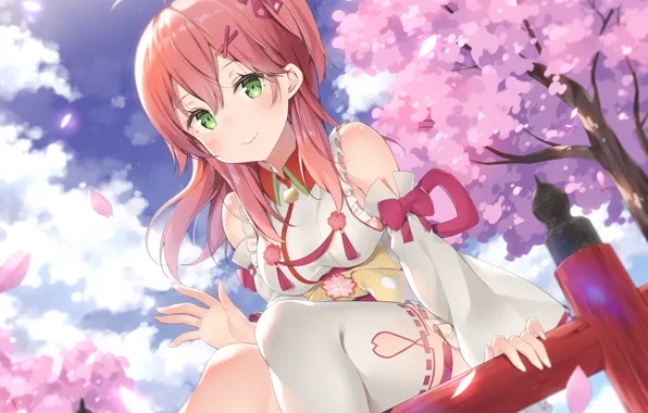 Girl, spring, Sakura