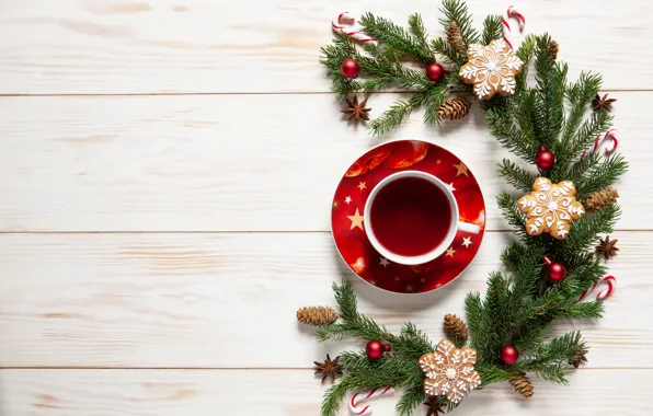 Branches, holiday, pattern, toys, new year, ate, Cup, gingerbread