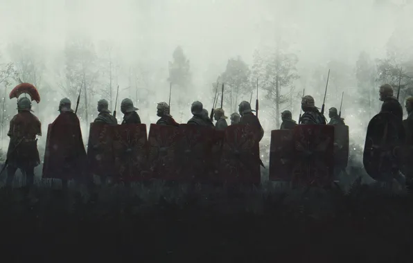 Fog, Morning, Soldiers, War, Legionaries, Shields, The Romans, Evgenij Kungur