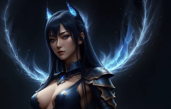 Girl, fantasy, magic, night, art, digital art, fantasy art, fantasy girl