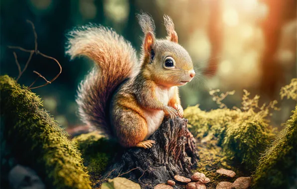 Forest, nature, rendering, graphics, animal, baby, protein, cub