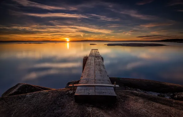 Sunset, Norway, seascape, Halden