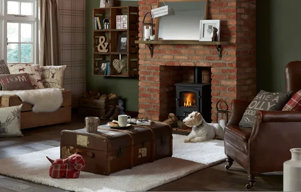 Design, style, living room, interior, fireplace
