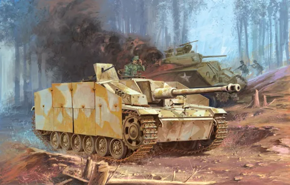 Picture figure, SAU, self-propelled artillery, sturmgeshutz, assault gun, StuG.III Ausf.G, shtug, Assault gun