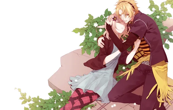 Leaves, girl, pair, guy, strap, Amnesia, Toma