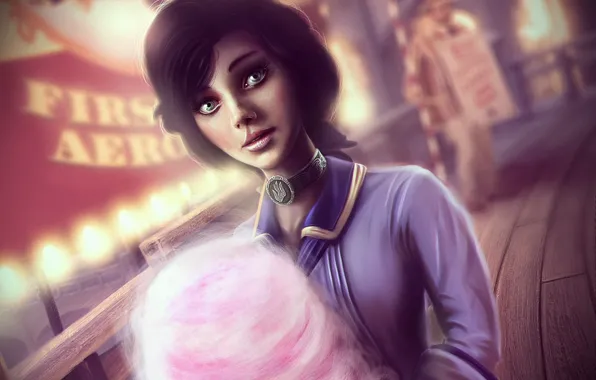 Picture girl, art, Elizabeth, BiOSHOCK, INFINiTE, cotton candy