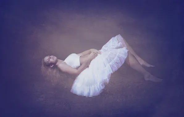Girl, dress, blonde, levitation