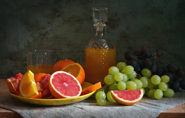 Picture orange, juice, grapes, still life, citrus, grapefruit