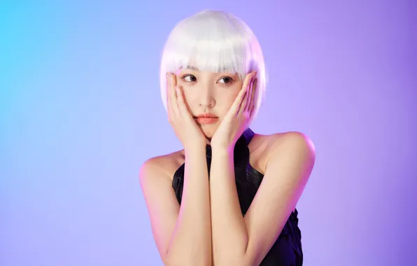 Picture look, pose, blonde, Asian, beautiful girl