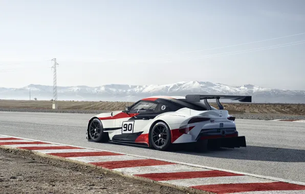 The sky, asphalt, mountains, coupe, plain, Toyota, 2018, wing