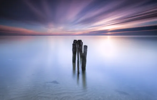 Picture beach, the sky, clouds, sunset, shore, the evening, Bay, USA