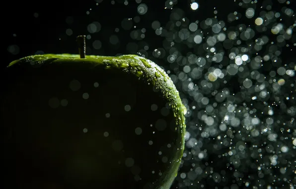Picture drops, Apple, green, photographer, Hannes High Man