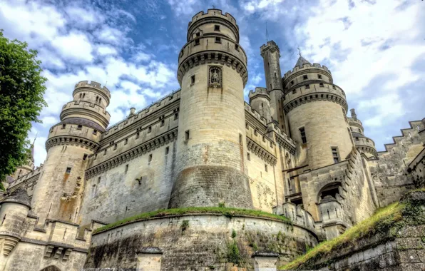 Castle, wall, tower, Chateau de Pierrefonds