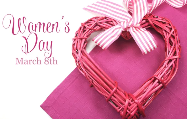 Picture heart, spring, March 8, heart, spring, bow, Holidays, women's day