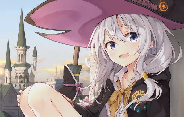 Picture smile, castle, hat, girl, witch, The Journey of Elaina, Majo no Tabitabi