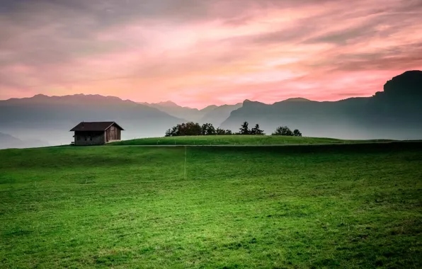 Picture field, the sky, home