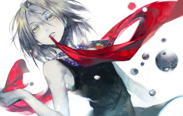 Girl, anime, scarf, art, beads, shaman king, coralstone, kyouya to give