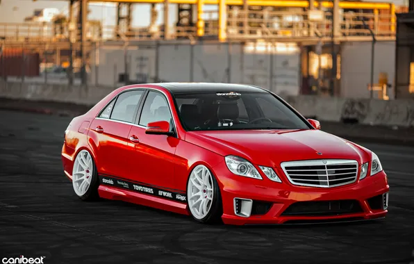Red, Mercedes Benz, tuning, canibeat, C350, E350, Stance Lab