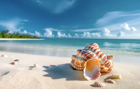 Sand, sea, beach, the sky, tropics, blue, clam, sink