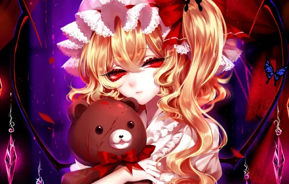 Girl, toy, bear, Touhou, Teddy bear, Flandre Scarlet, Touhou, Touhou