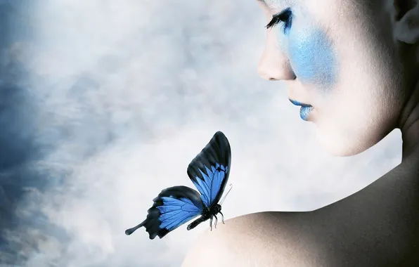 Picture girl, Butterfly, wallpaper, girl