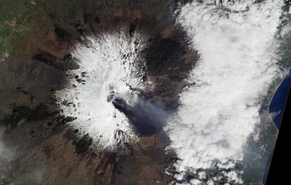 Snow, photo, mountain, the volcano, NASA, Etna, Sicily