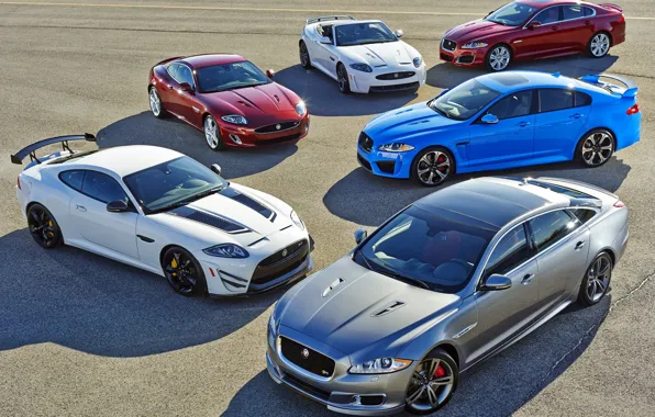Background, Jaguar, Jaguar, Convertible, XKR-S, lineup, XFR-S, XJR