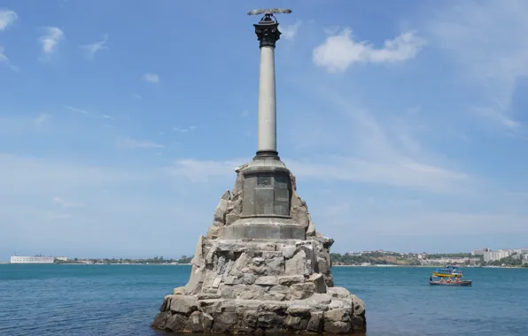 Sea, the sky, water, the city, hero, monument, Russia, Crimea