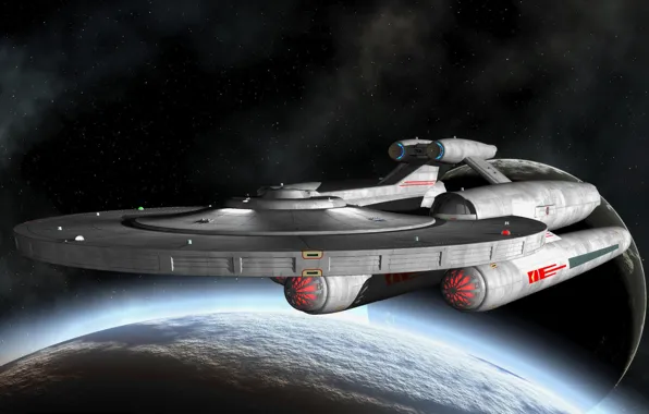Space, rendering, fiction, planet, ship, satellite, the atmosphere
