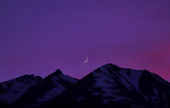 Picture the sky, snow, mountains, the moon, Canada, Canada, British Columbia, British Columbia