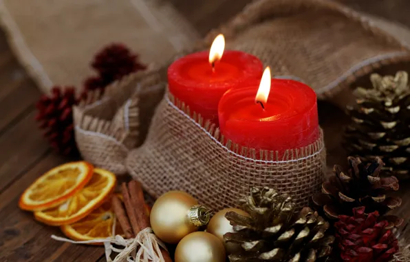 Picture holiday, balls, new year, candles, bumps, decor