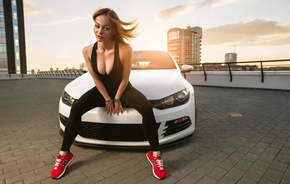 Car, Volkswagen, sexy, low, stance, Scirocco, Ural, car and girl