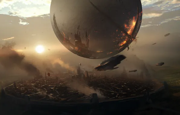 Mountains, art, sphere, Bungie, Activision, Traveler, destiny 2