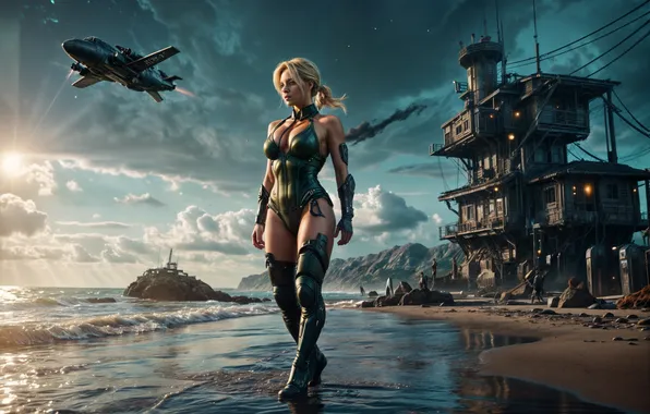 Girl, street, Cammy, Street Fighter, the image is generated by AI