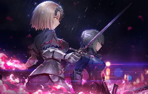 Picture weapons, girls, sword, anime, art, Fate/Grand Order, Fate/Grand Campaign