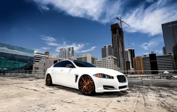 Jaguar, wheels, sky, Forgiato