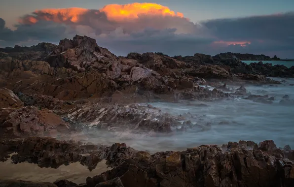 Sea, the sky, clouds, light, landscape, clouds, nature, stones