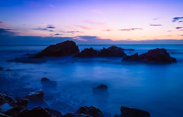 The sky, stones, Water