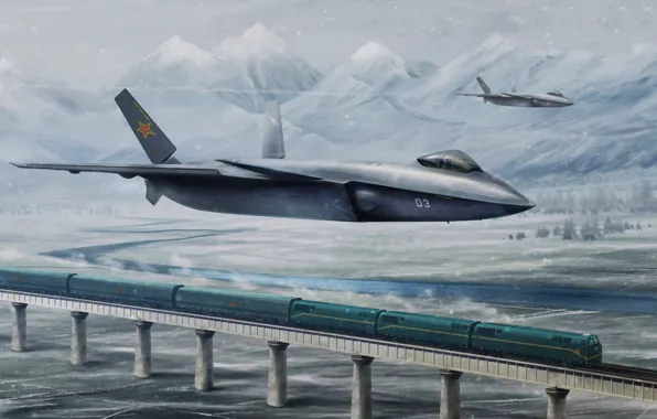 Picture jet, china, painting, airplane, J-20, war, art