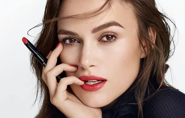 Picture look, girl, face, lipstick, Keira Knightley