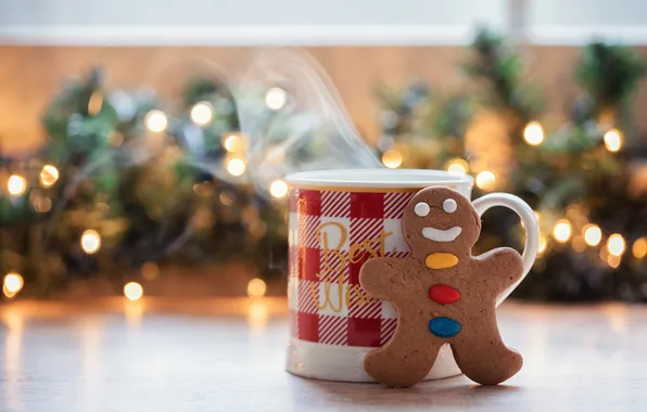 Branches, tea, hot, cookies, Christmas, couples, man, mug